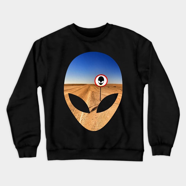 Alien Head Outline (Desert Highway) Crewneck Sweatshirt by gorff